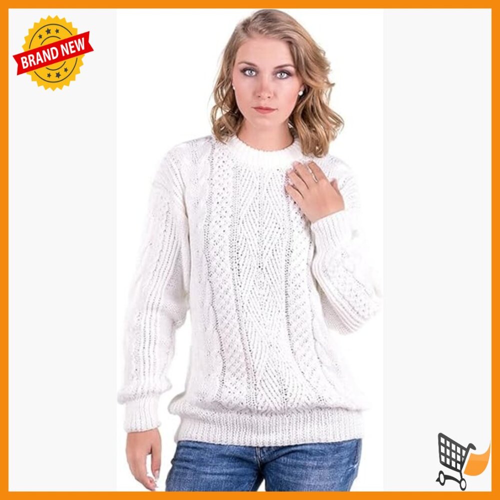 Lightweight Alpaca Wool Pullover Sweater Long Sleeve Crew Neck Classic Fit